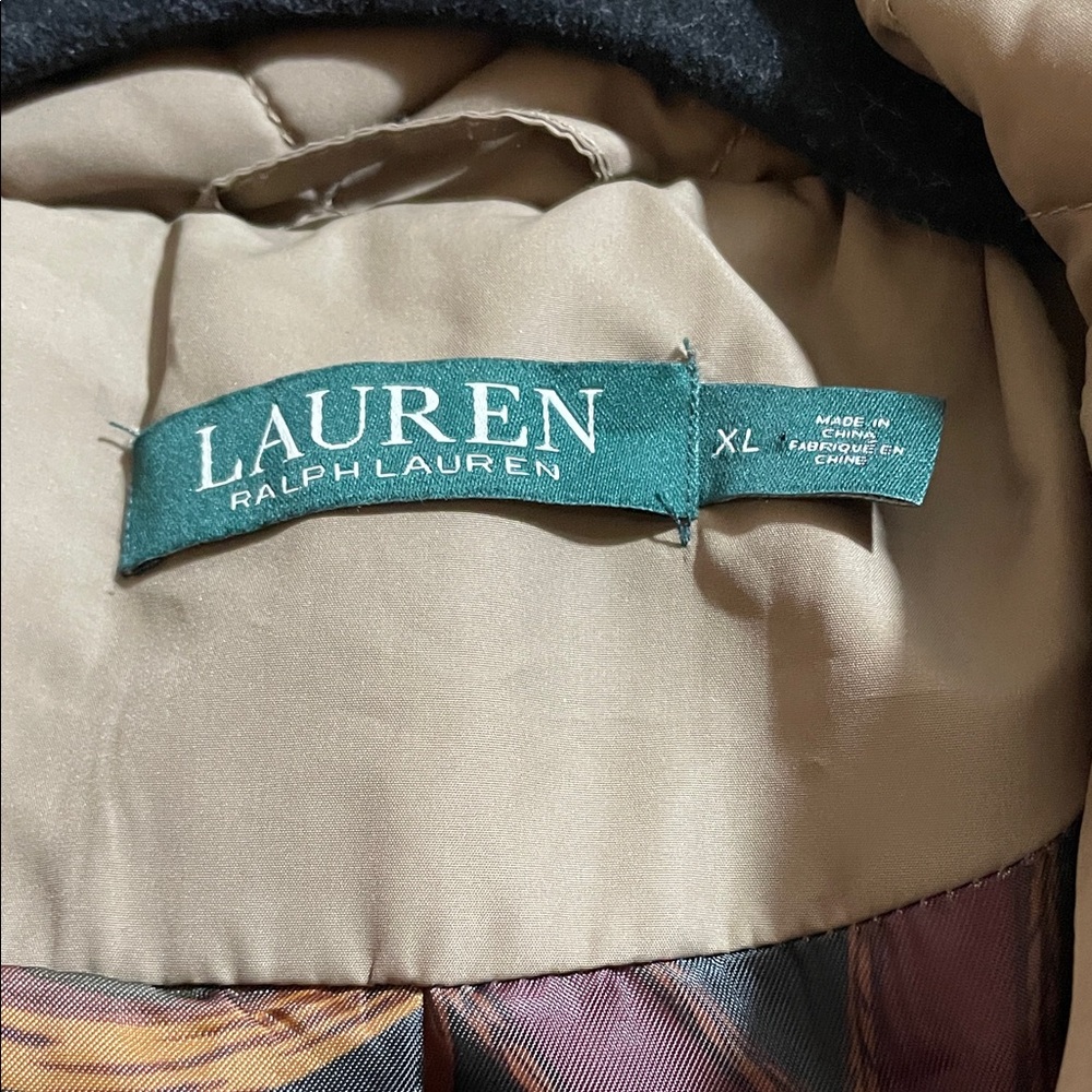 Lauren Ralph Lauren Faux-Leather-Trim Quilted Brown/Tan Jacket - Picture 5 of 15